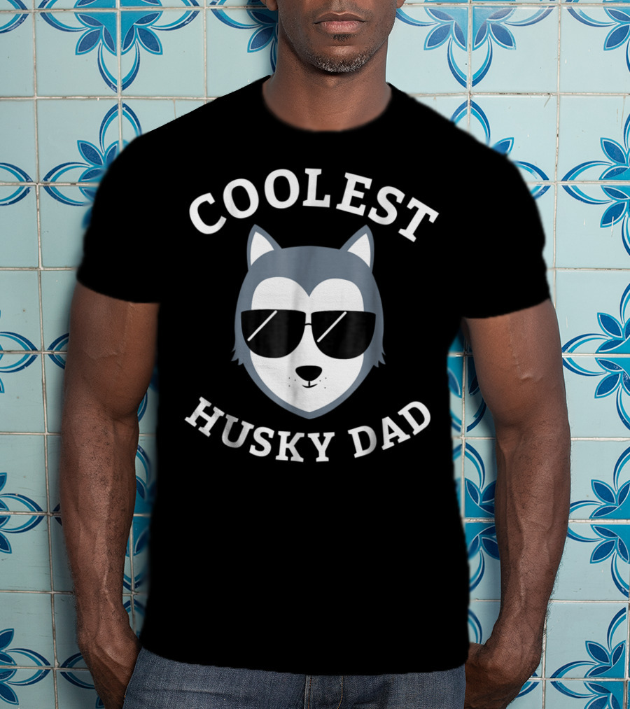 Coolest Husky Dad Wearing Sunglasses T-Shirt