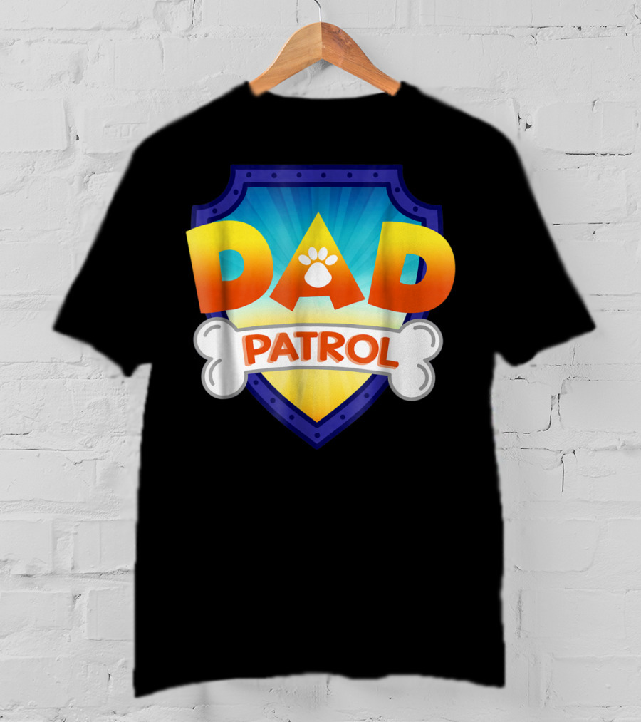 Paw Print Dad Patrol Shield Emblem T-Shirt