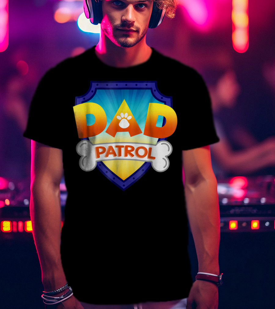 Paw Print Dad Patrol Shield Emblem T-Shirt