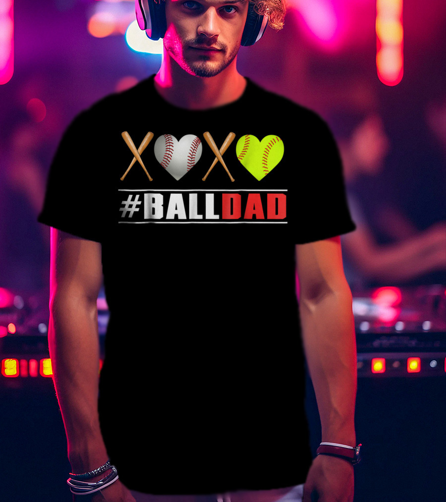 BallDad Baseball Softball Heart Bats T-Shirt