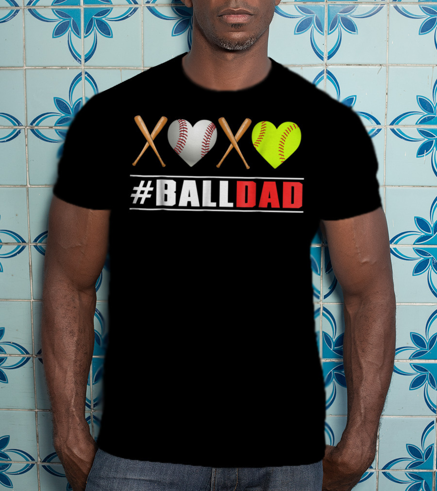 BallDad Baseball Softball Heart Bats T-Shirt
