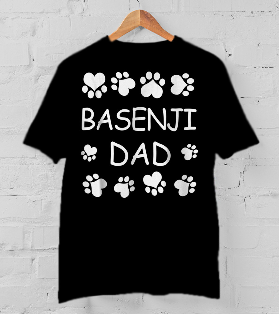 Basenji Dad Paw Print Heart Pattern Christmas Birthday Gift T-Shirt