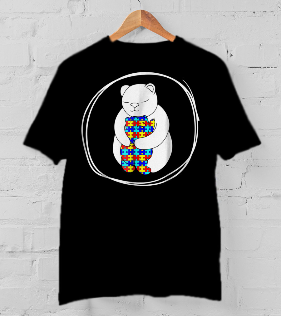 Bear Holding Puzzle Piece Bear Autism Awareness T-Shirt