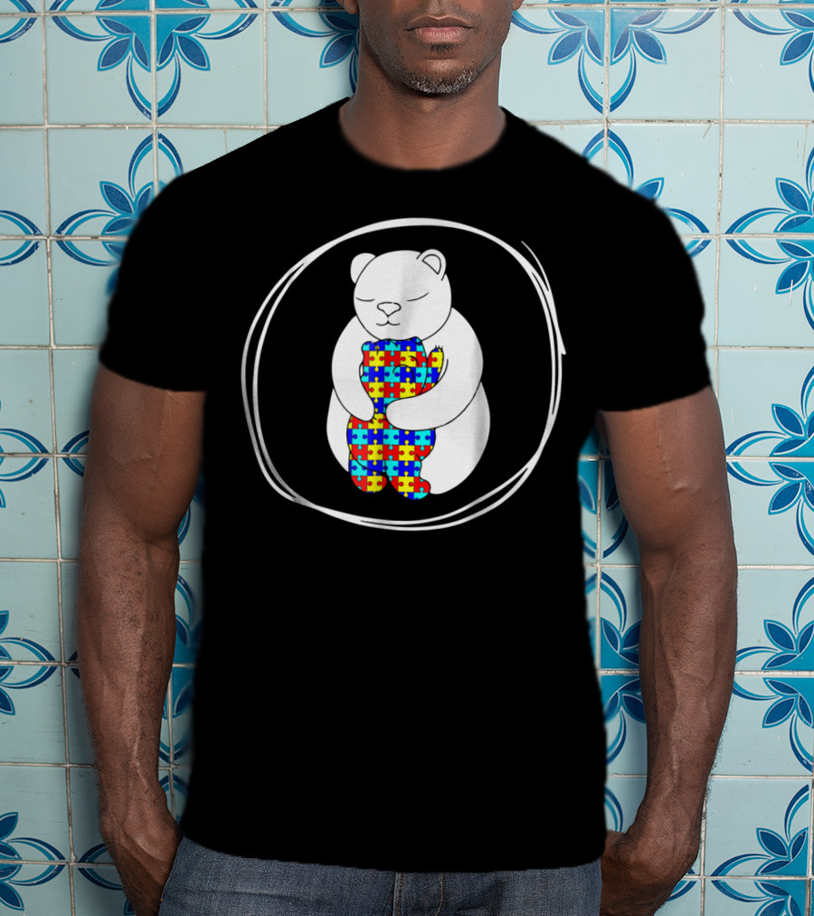 Bear Holding Puzzle Piece Bear Autism Awareness T-Shirt