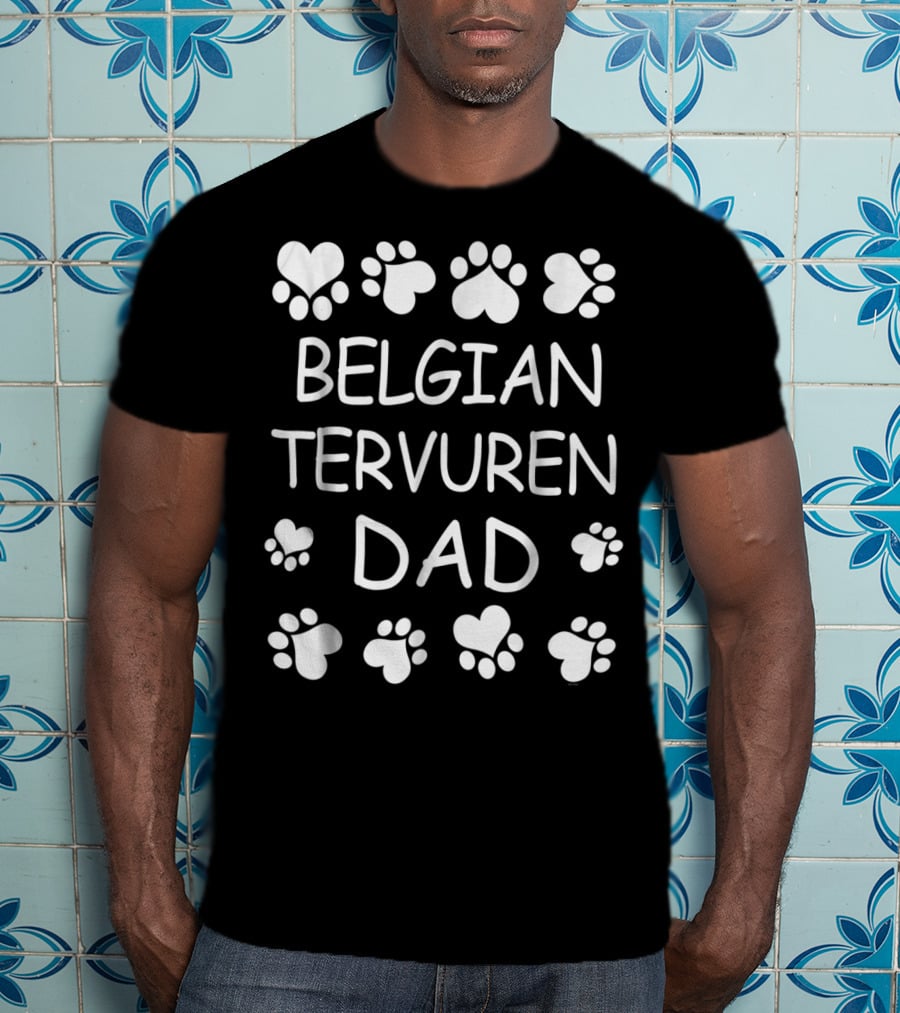 Belgian Tervuren Dad Paw Print Heart T-Shirt