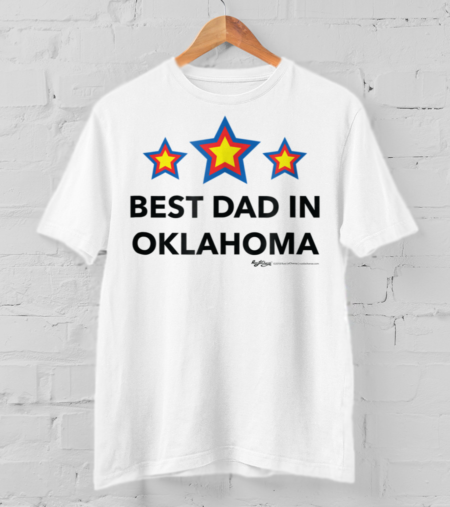Best Dad In Oklahoma With Three Stars Red Yellow Blue T-Shirt