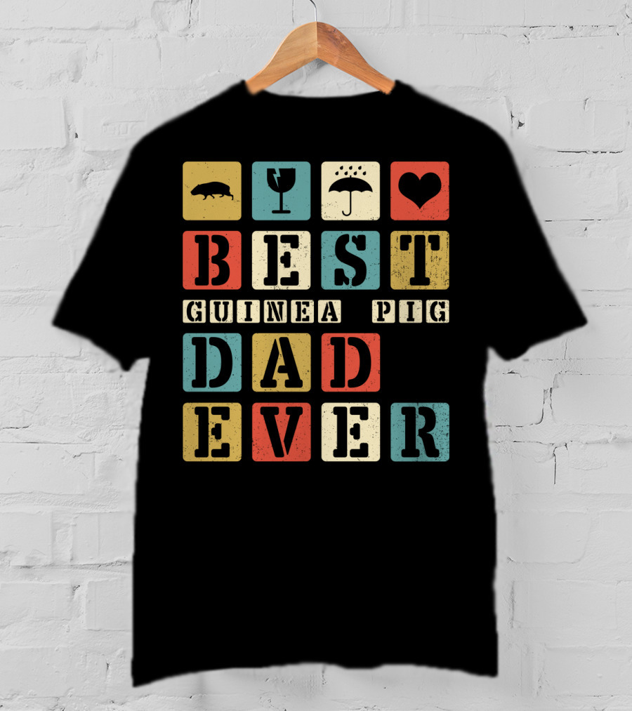 Best Guinea Pig Dad Ever Vintage Style81 Retro Block Letters T-Shirt