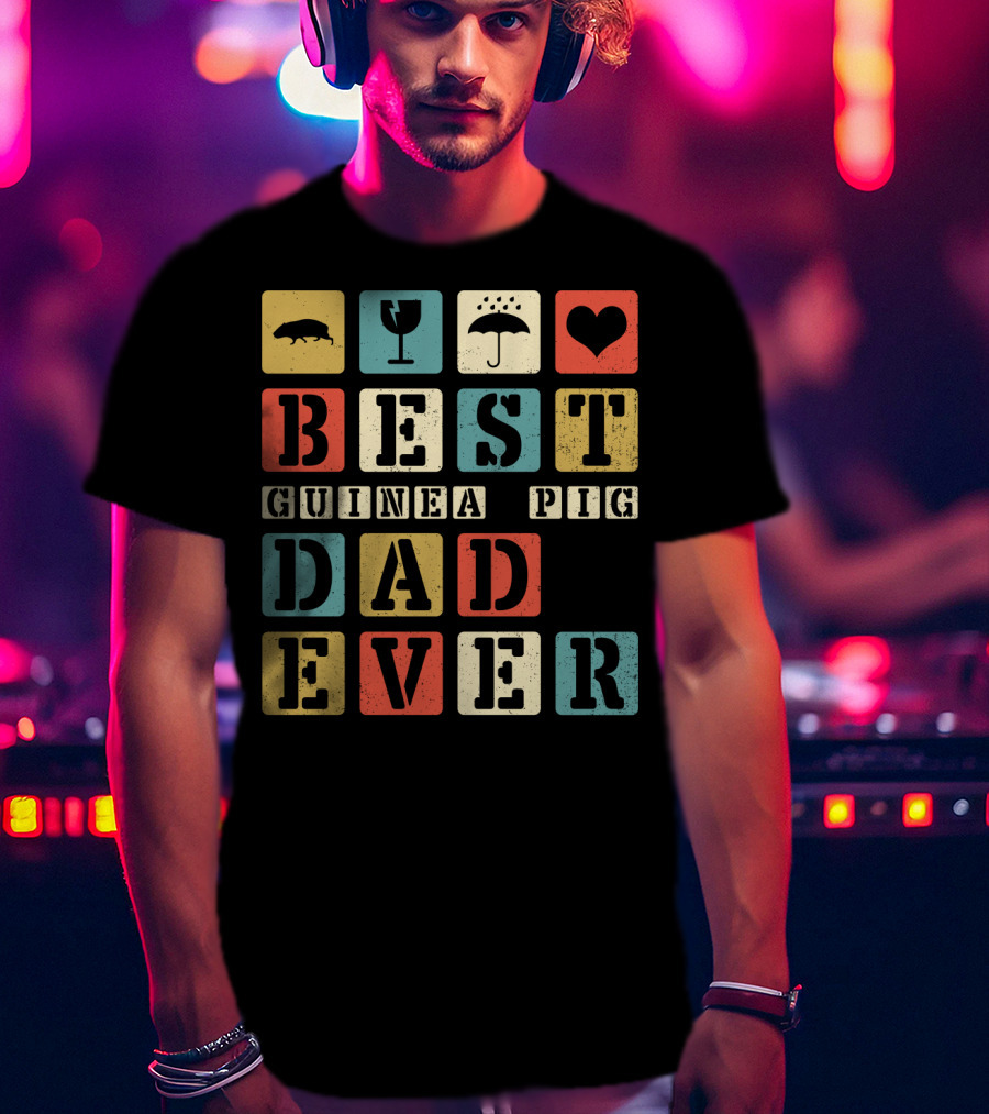 Best Guinea Pig Dad Ever Vintage Style81 Retro Block Letters T-Shirt
