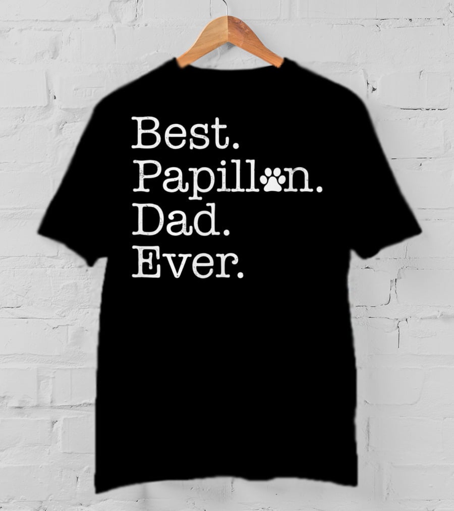 Best Papillon Dad Ever Paw Prints T-Shirt