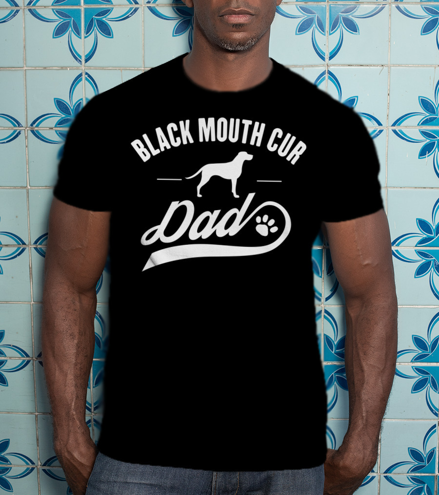 Black Mouth Cur Dad Paw Print Dog Owner Lover T-Shirt