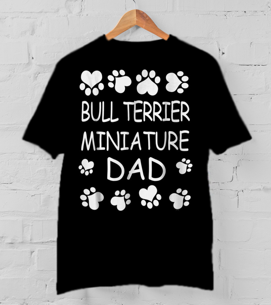 Bull Terrier Miniature Dad Lovers Christmas Paw Hearts T-Shirt