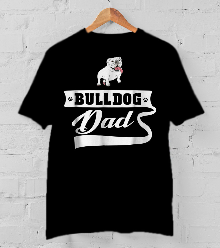 Bulldog Dad Dog Mens Animal Dogs Paw Banner T-Shirt