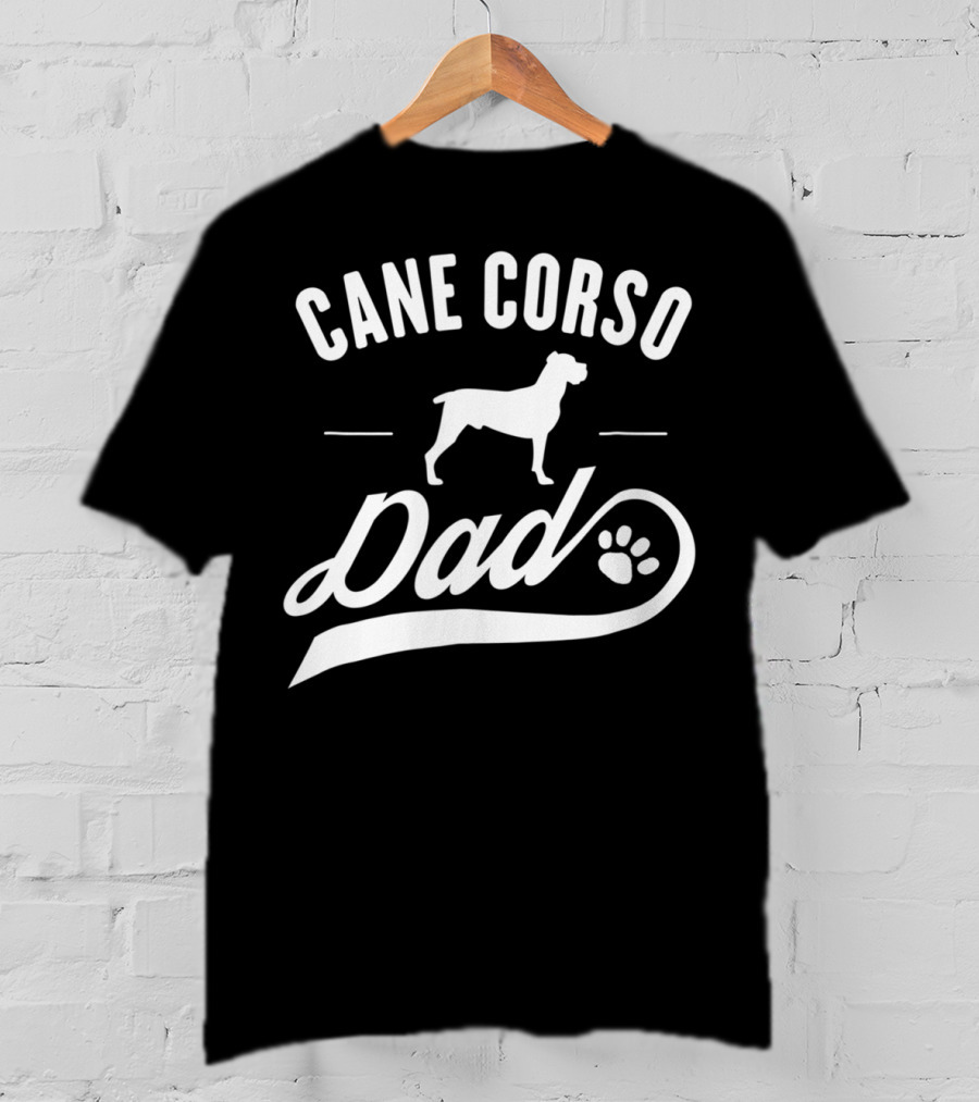 Cane Corso Dad Silhouette With Paw Prints T-Shirt