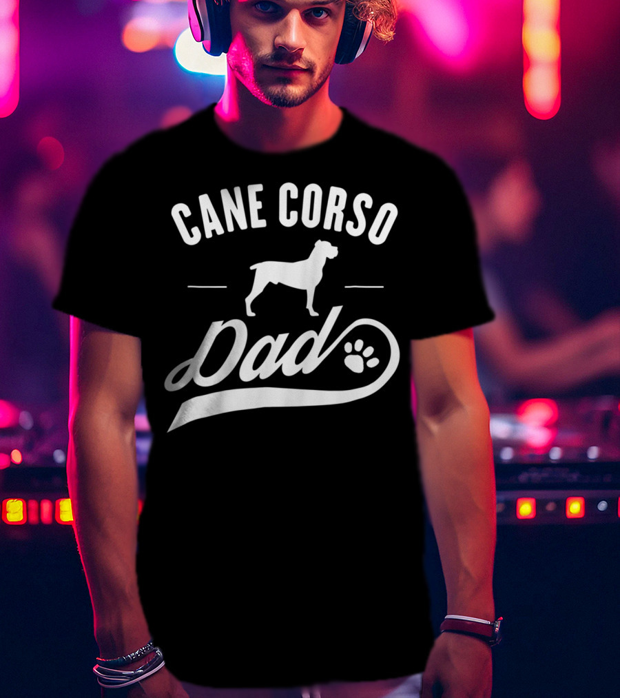 Cane Corso Dad Silhouette With Paw Prints T-Shirt