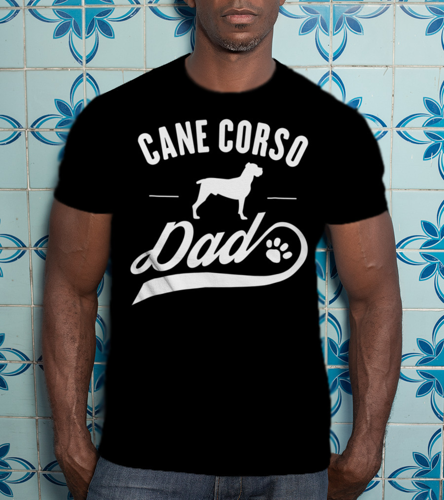 Cane Corso Dad Silhouette With Paw Prints T-Shirt