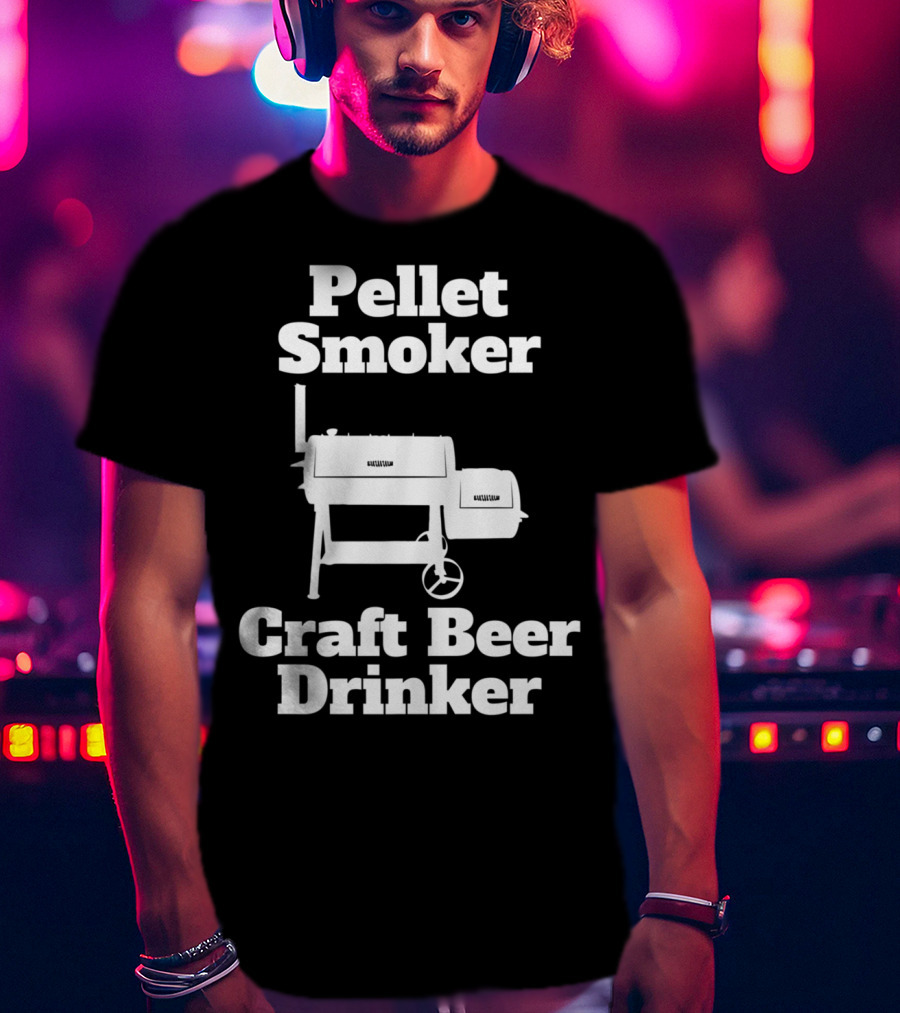 Pellet Smoker Craft Beer Drinker Dad92 BBQ Grill T-Shirt