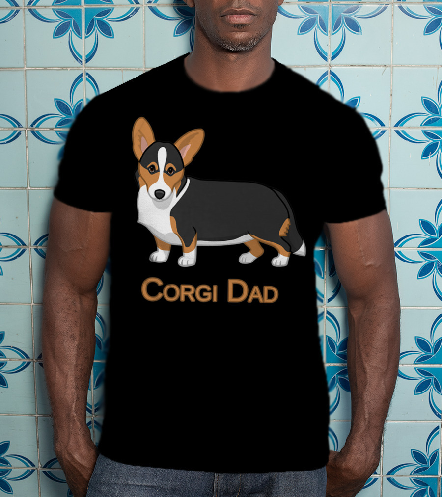 Corgi Dad Cute Black Tan Cardigan Welsh T-Shirt