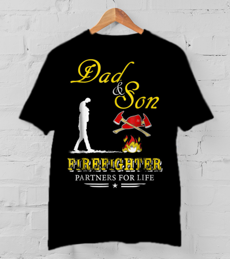 Dad And Son Firefighter Partners For Life T-Shirt