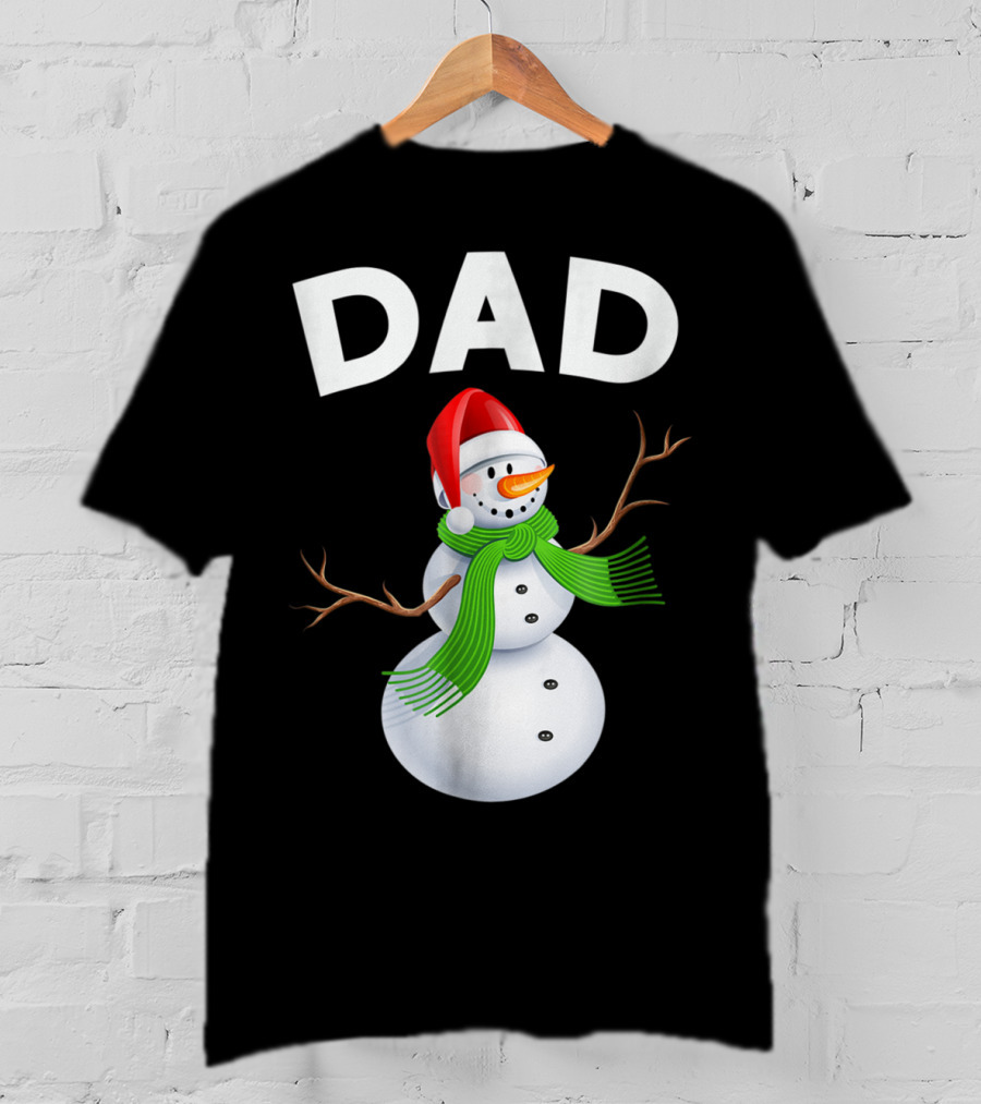 Dad Christmas Snowman Santa Hat Family T-Shirt