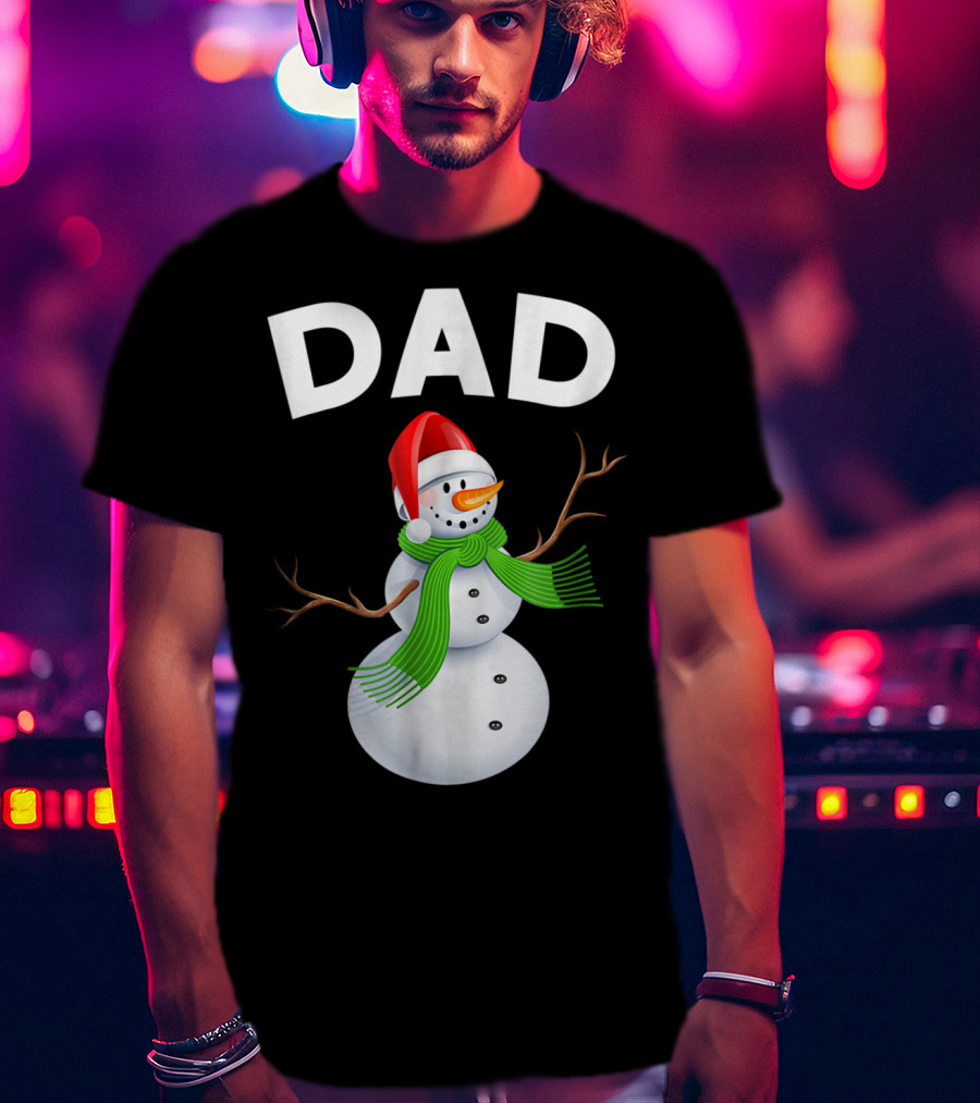 Dad Christmas Snowman Santa Hat Family T-Shirt