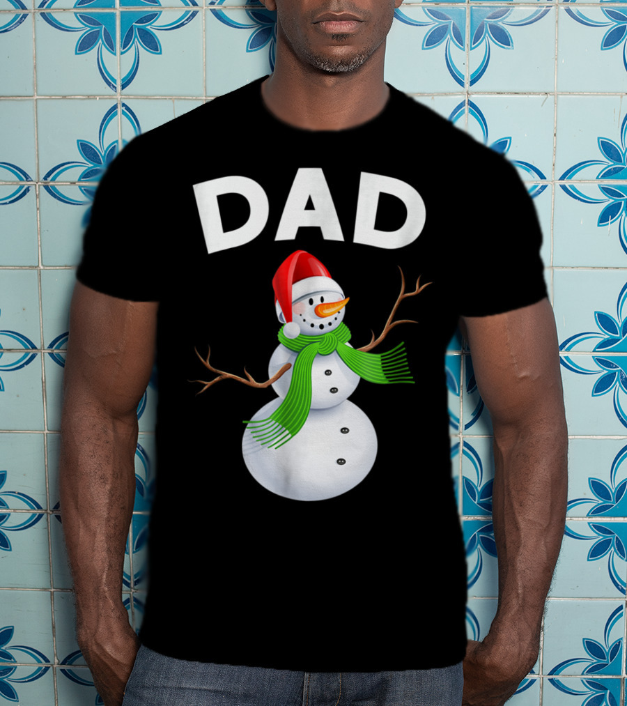 Dad Christmas Snowman Santa Hat Family T-Shirt