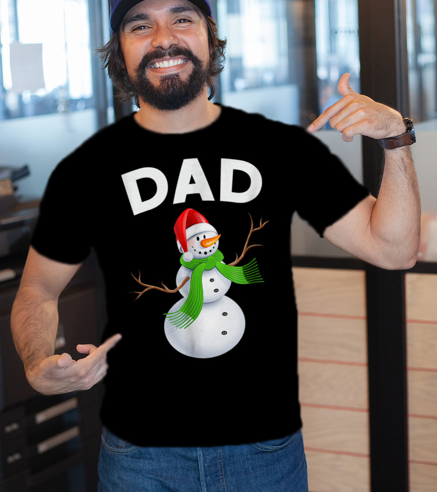 Dad Christmas Snowman Santa Hat Family T-Shirt