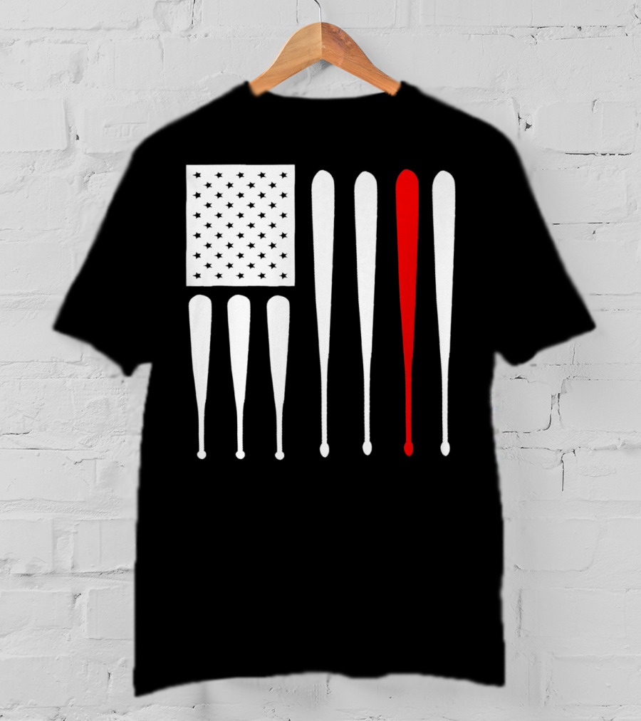 American Flag Baseball Dad Husband Patriotic Baseball Bats T-Shirt
