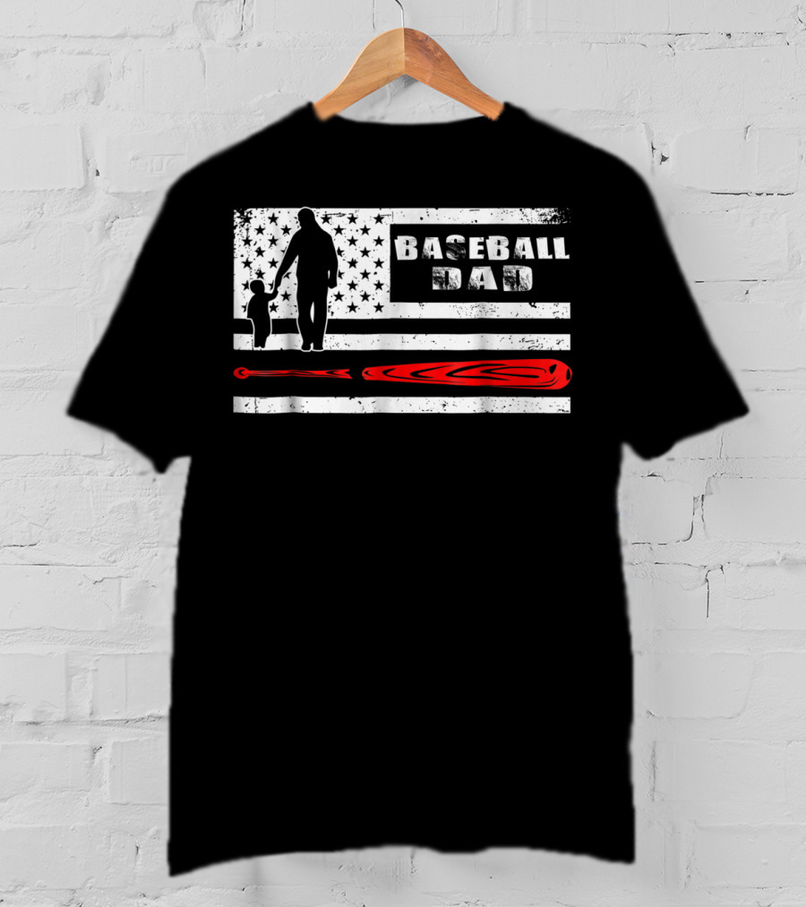 Vintage American Flag Baseball Dad Father's Day T-Shirt