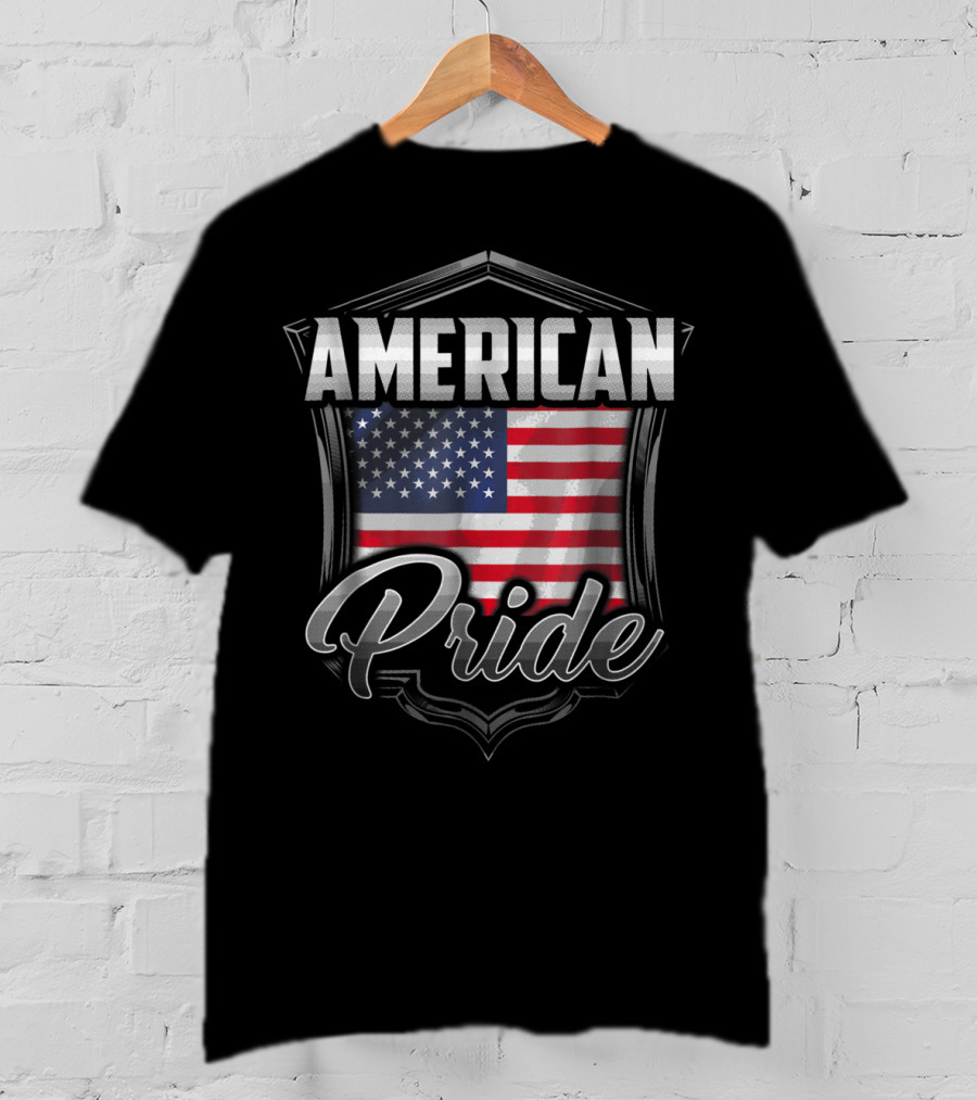 American Pride Dad Family Heritage Roots USA Flag Badge T-Shirt