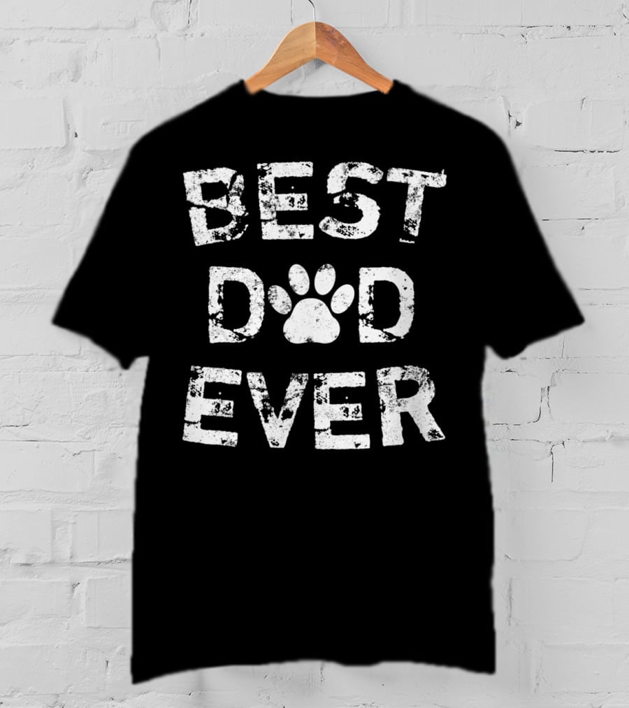 Best Dad Ever Dog Cat Paw Prints T-Shirt