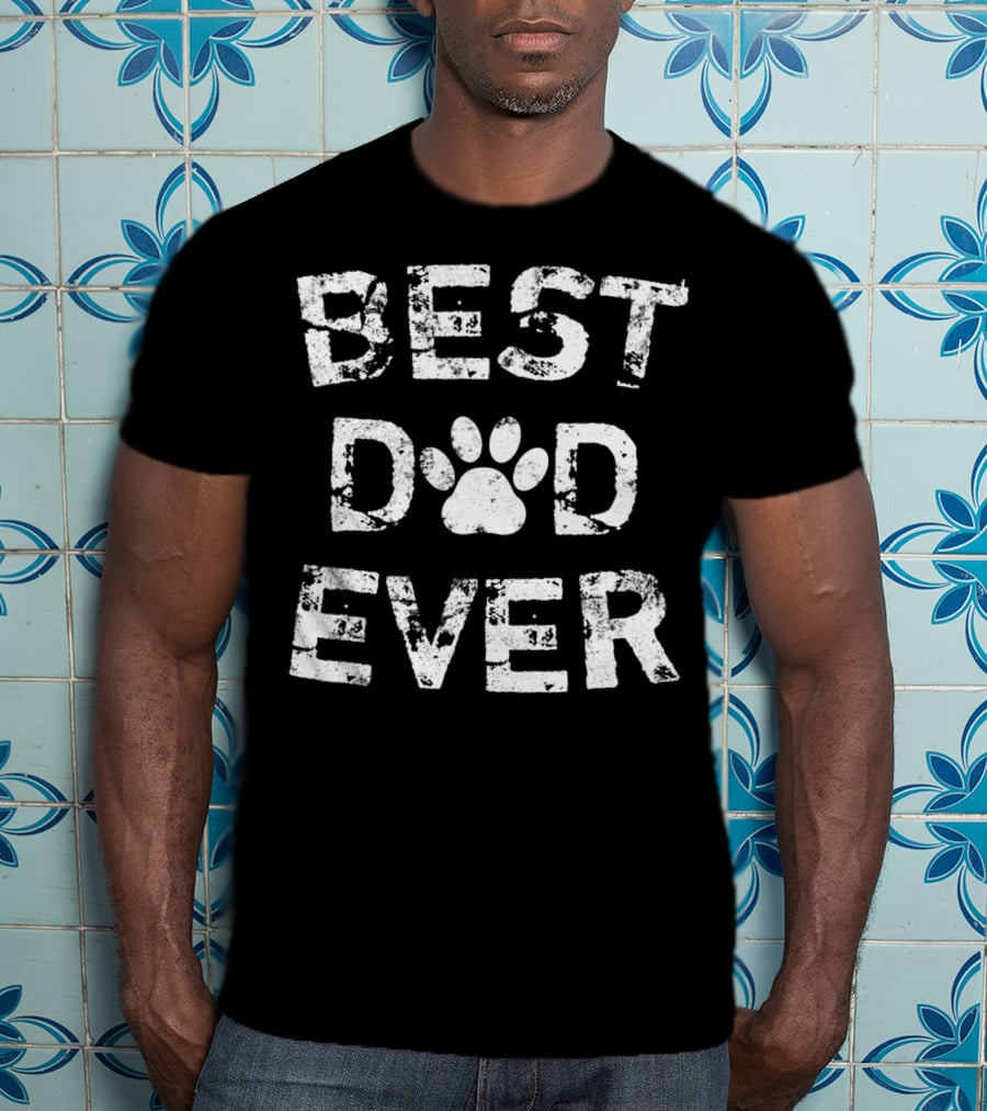 Best Dad Ever Dog Cat Paw Prints T-Shirt