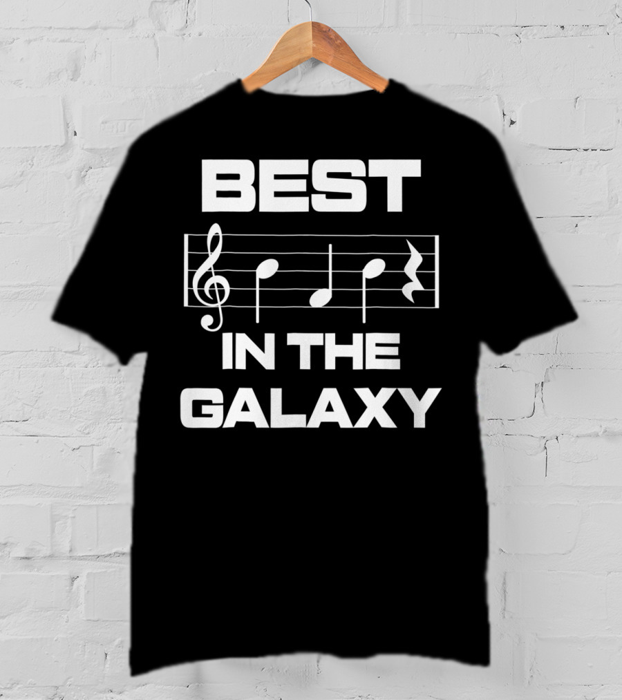 Best Dad In The Galaxy Musician Bass Clef Notes T-Shirt