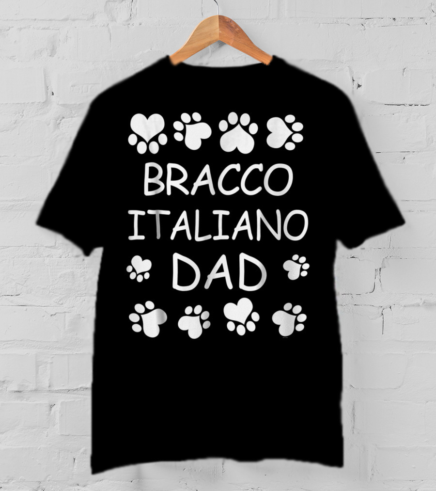Bracco Italiano Dad Heart And Paw Print Lover Christmas Birthday T-Shirt