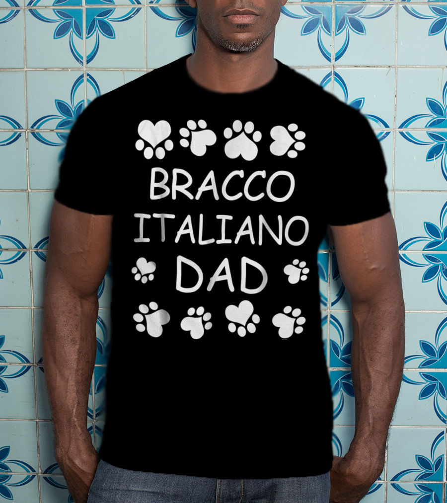 Bracco Italiano Dad Heart And Paw Print Lover Christmas Birthday T-Shirt