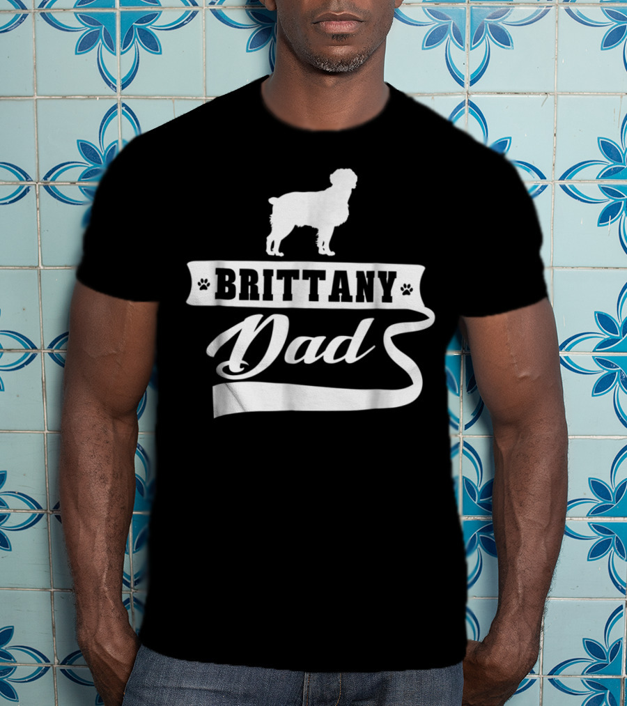 Brittany Dad Dog Lover Mens Canine Animal Owner T-Shirt