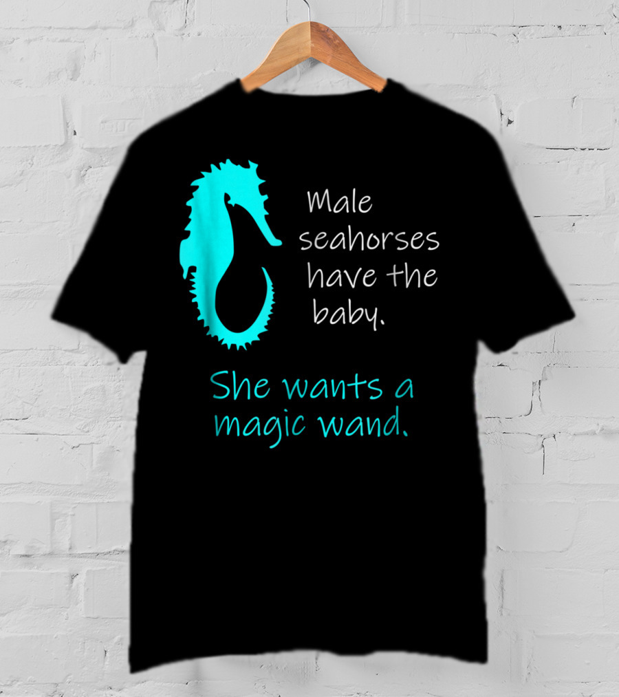 Male Seahorses Have The Baby She Wants A Magic Wand Dad To Be Maternity Tee96 T-Shirt