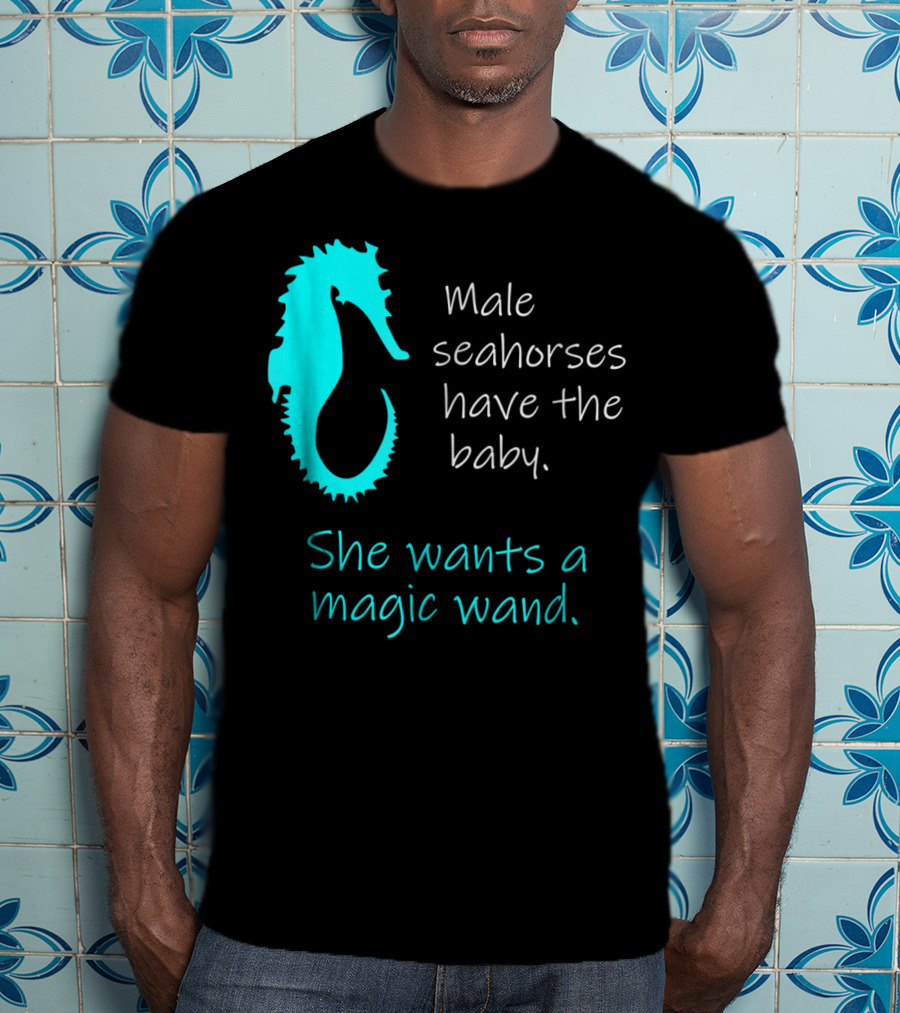 Male Seahorses Have The Baby She Wants A Magic Wand Dad To Be Maternity Tee96 T-Shirt