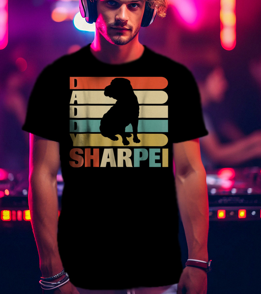 Daddy Sharpei Vintage Love Dog43 Retro T-Shirt