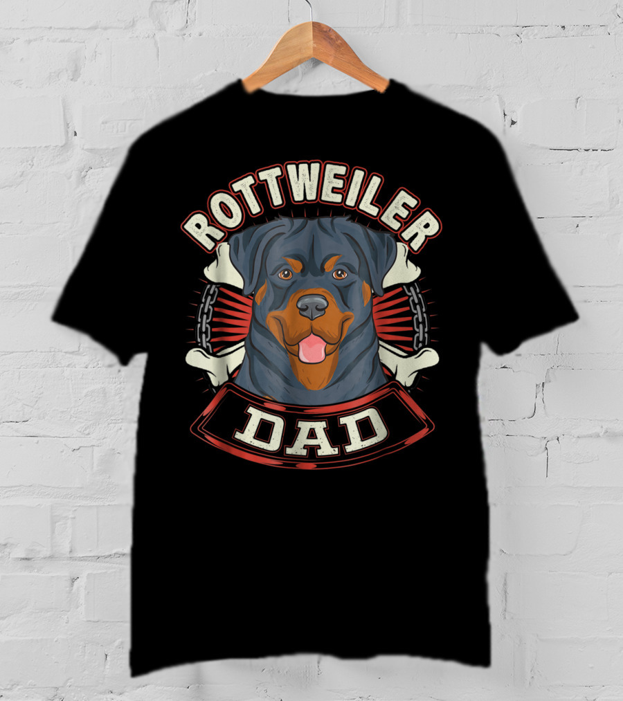 ROTTWEILER Dad Dogs Chains Bones T-Shirt
