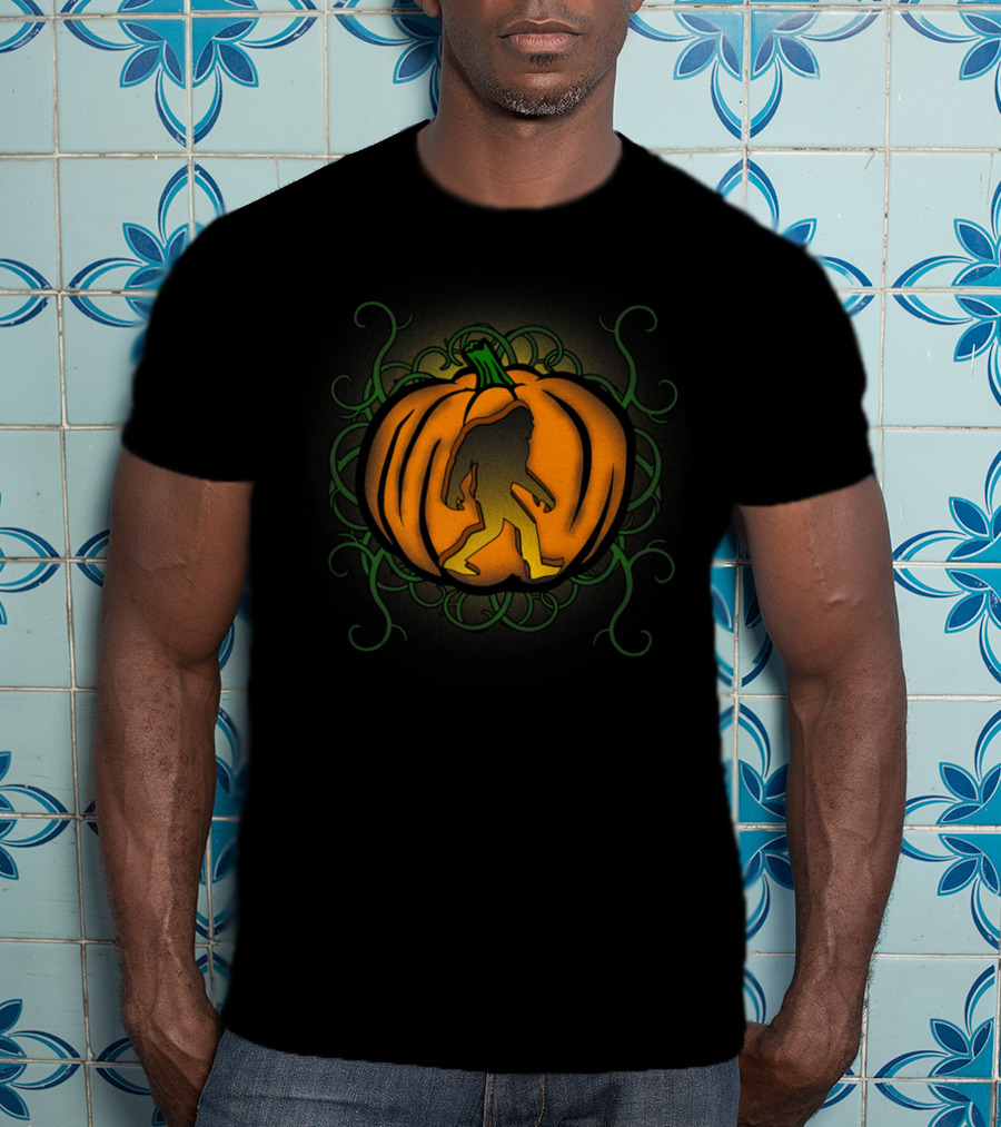 Bigfoot Sasquatch Pumpkin Carved Halloween Kids Dad29 T-Shirt