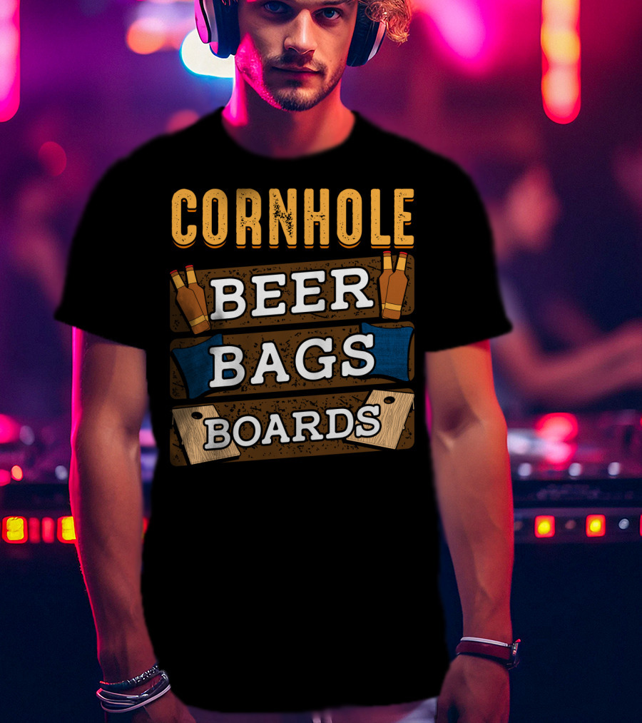 Cornhole Beer Bags Boards Game Dad87 T-Shirt