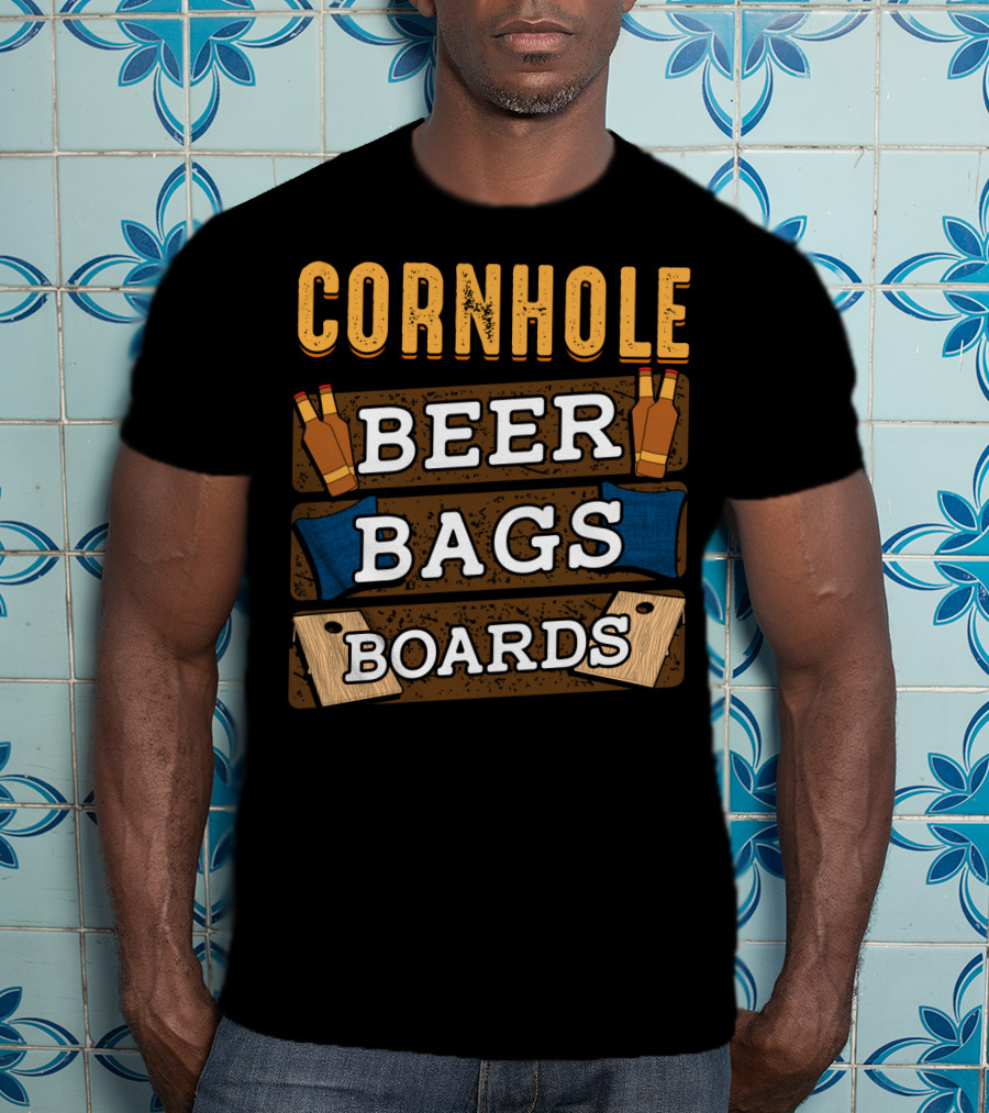 Cornhole Beer Bags Boards Game Dad87 T-Shirt