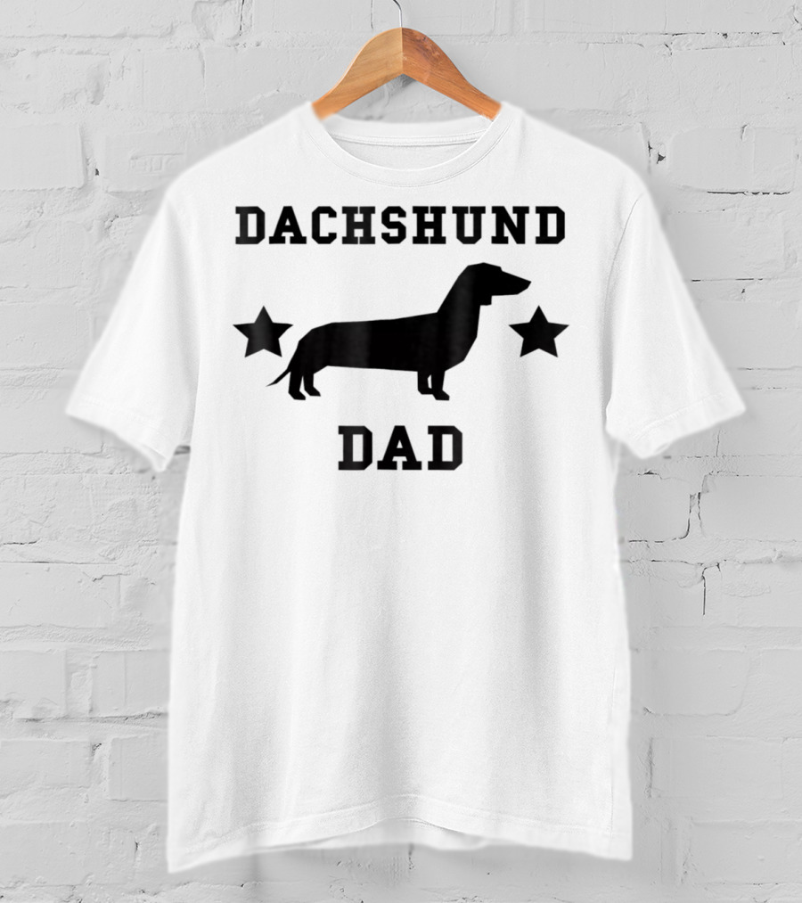 Dachshund Dad Womens Speckled Silhouette Stars T-Shirt