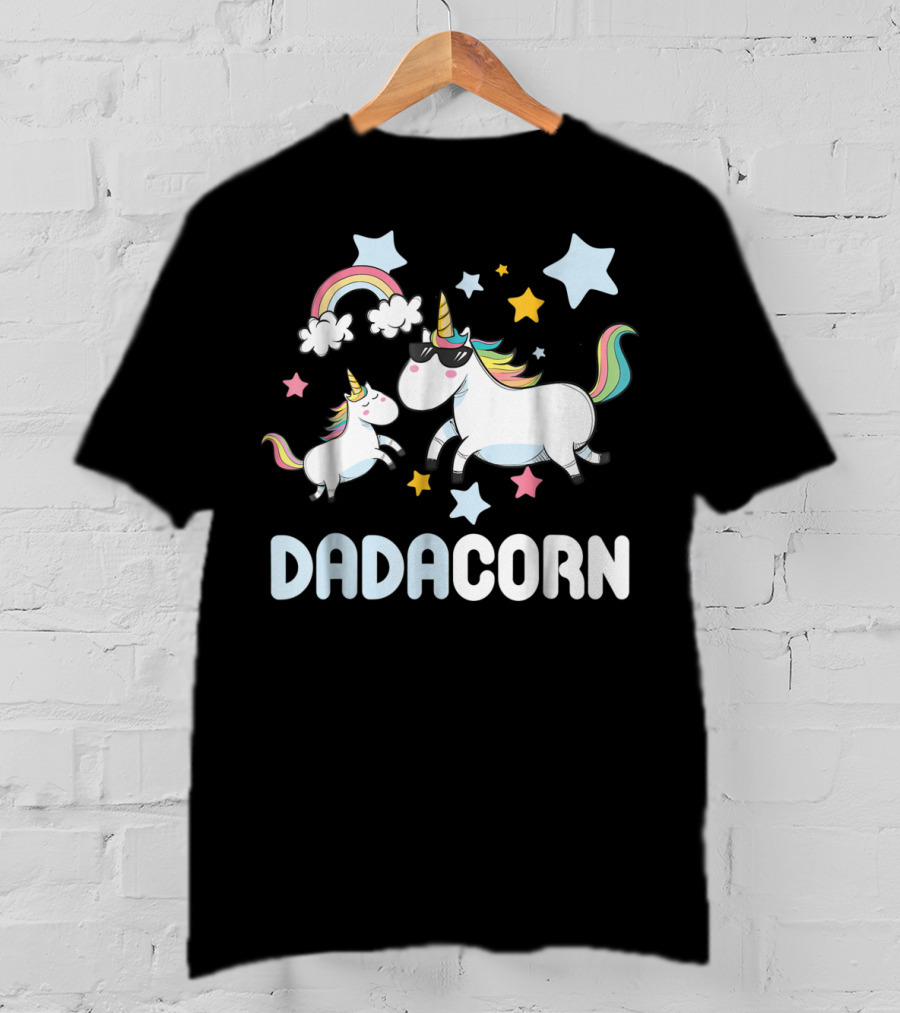 Dadacorn Unicorn With Stars And Rainbow T-Shirt