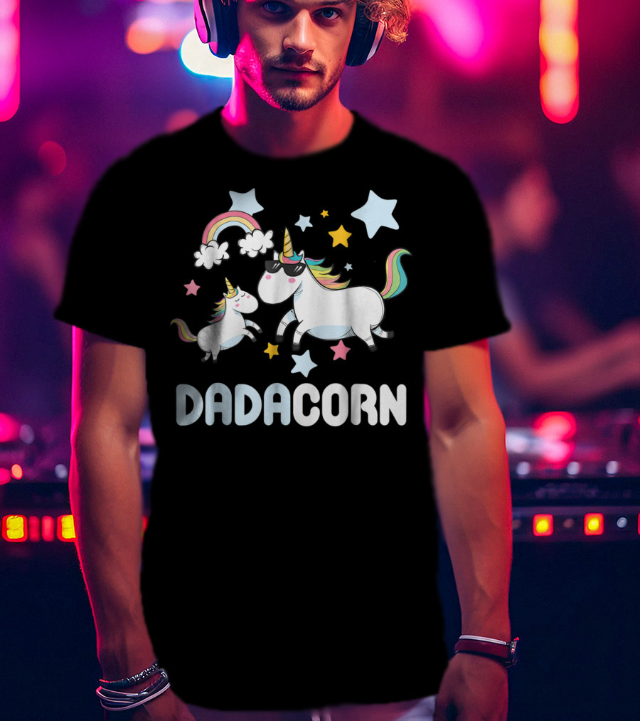 Dadacorn Unicorn With Stars And Rainbow T-Shirt
