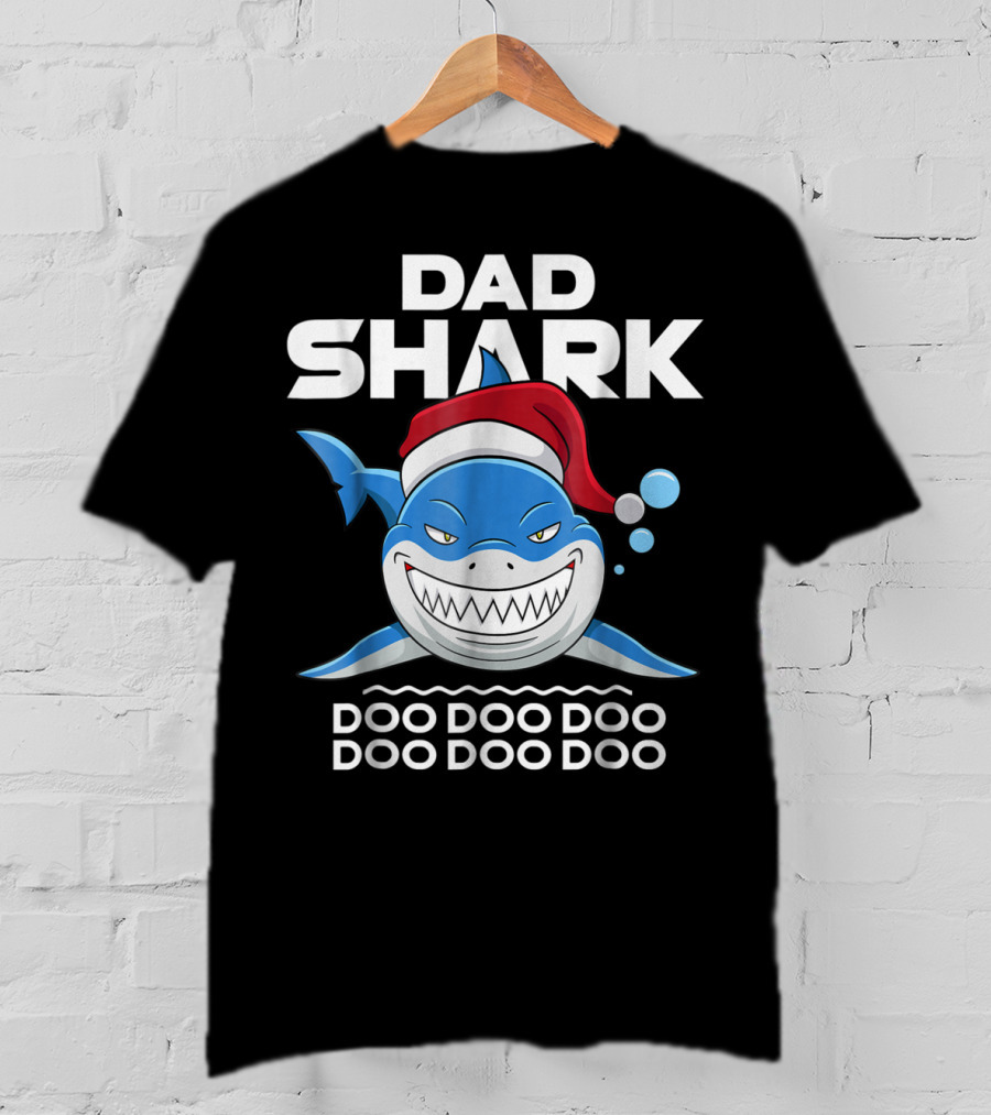 Dad Shark Doo Doo Doo Santa Hat Holiday T-Shirt