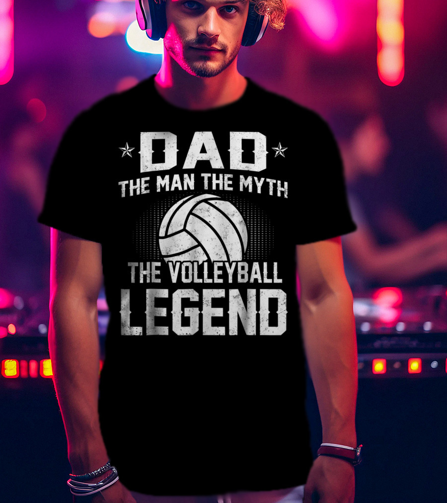 Dad The Man The Myth The Volleyball Legend Star Emblem T-Shirt