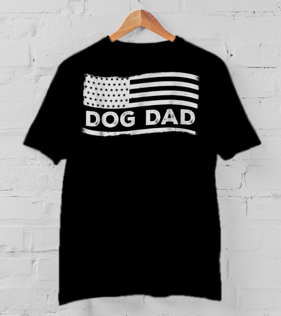 Dog Dad Distressed American Flag T-Shirt