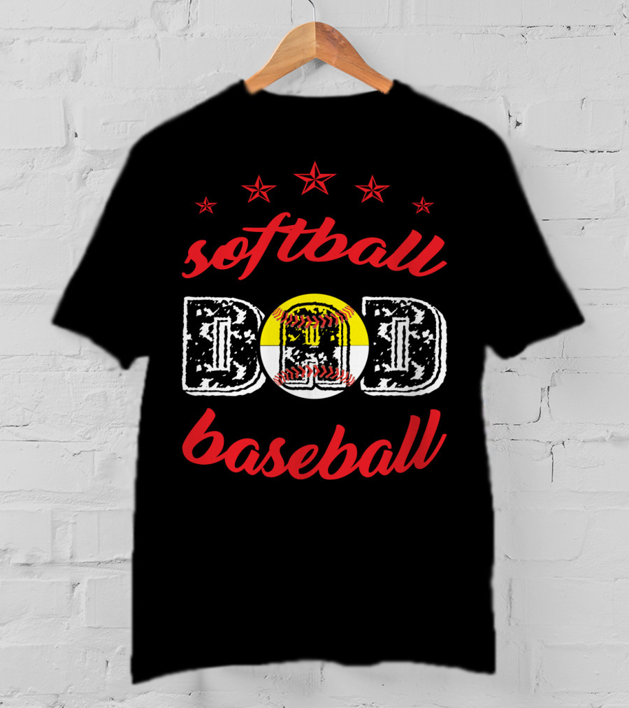 Softball Baseball Dad Stars T-Shirt