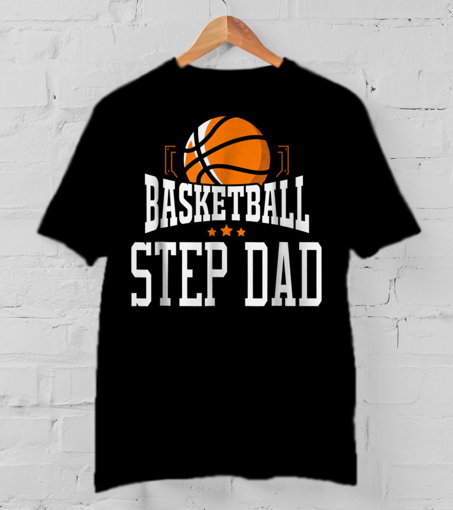 Basketball Step Dad Hoop Sport Basketball Graphic With Stars T-Shirt